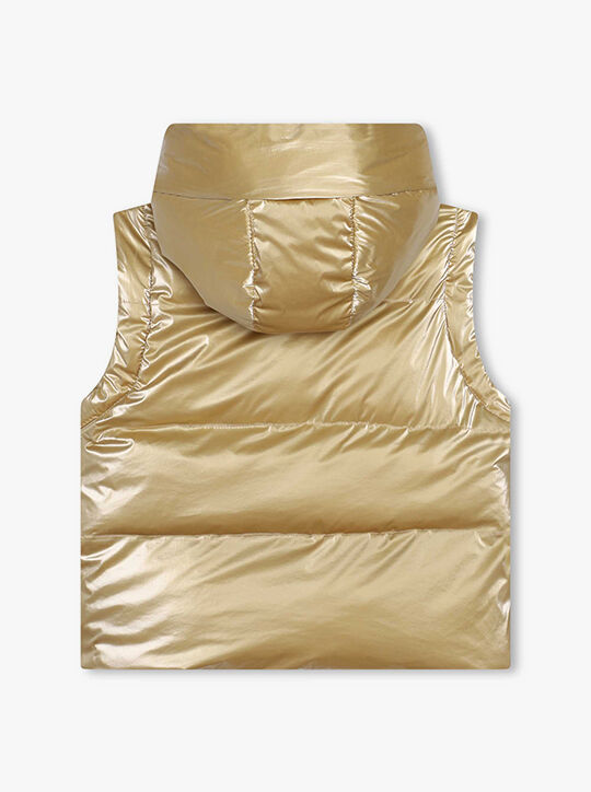 michael kors metallic quilted convertible puffer jacket