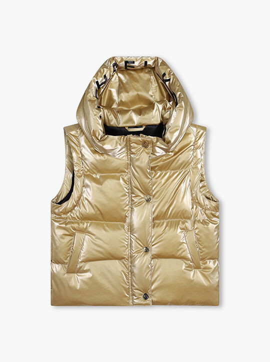 michael kors metallic quilted convertible puffer jacket
