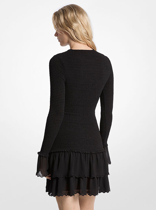 michael kors smocked georgette ruffle mini dress