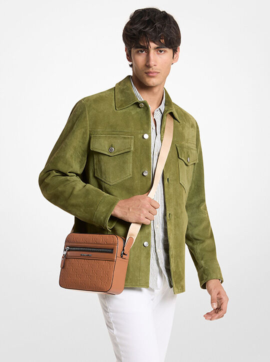 Jet Set Logo Embossed Leather Crossbody Bag michael kors jet set logo embossed leather crossbody bag
