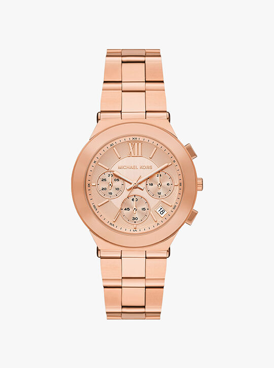michael kors ساعة بيلي المصنوعة من الفولاذ المقاوم للصدأ بلون ذهبي وردي