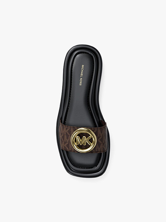 michael kors milan signature logo slide sandal