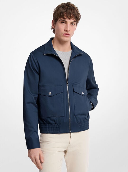 Harrington Stretch Cotton Bomber Jacket michael kors harrington stretch cotton bomber jacket