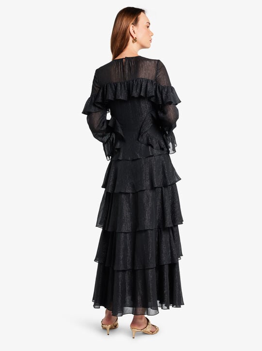 فستان جورجيت مخطط معدني مع كشكشة michael kors فستان جورجيت مخطط معدني مع كشكشة