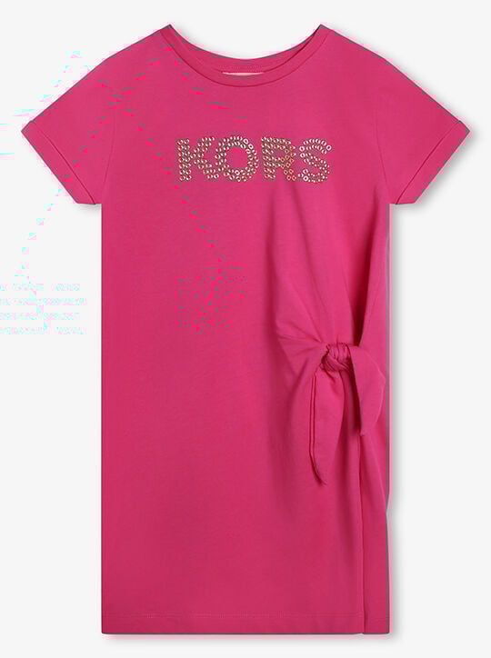 Embellished Logo Cotton Dress michael kors embellished logo cotton dress