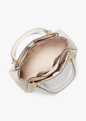 michael kors حقيبة كتف تريشا كبيرة بشعار الماركة