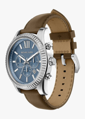 michael kors ساعة مايكل كورس ليكسينغتون كرونوغراف بسوار جلدي بني