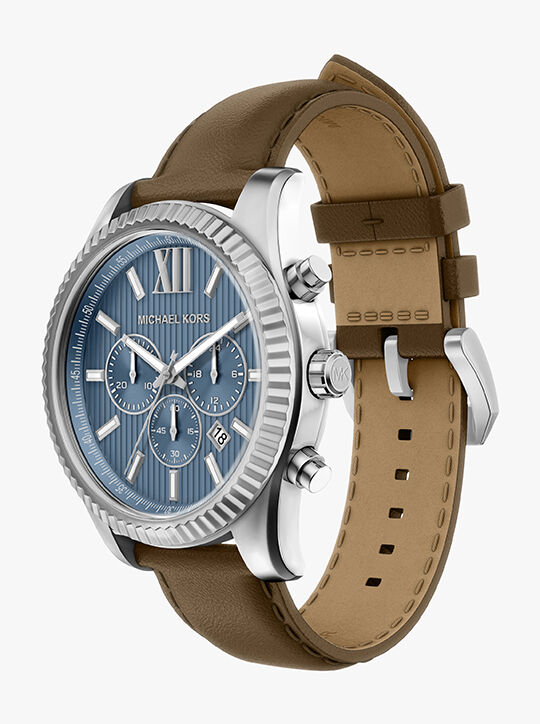 michael kors ساعة مايكل كورس ليكسينغتون كرونوغراف بسوار جلدي بني