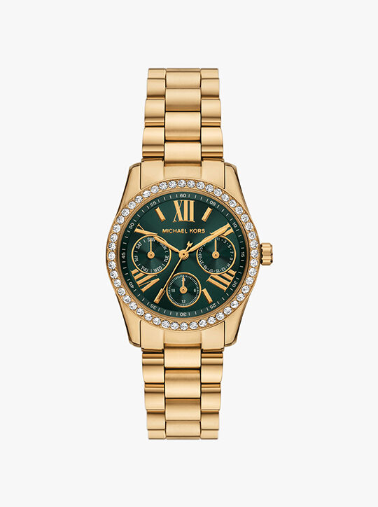 michael kors mini lexington pav  gold tone watch