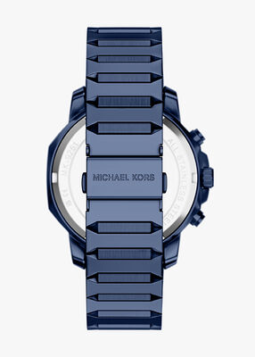 michael kors ساعة مايكل كورس بريسكوت كرونوغراف من الفولاذ المقاوم للصدأ الأزرق