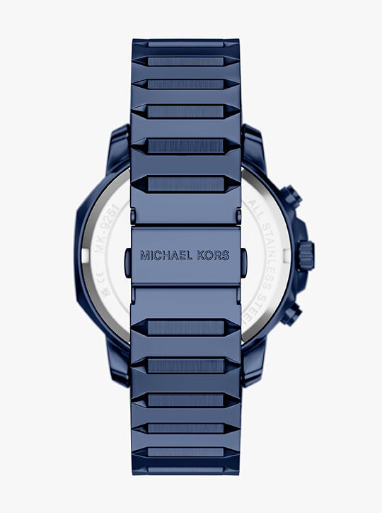 michael kors prescott chronograph blue stainless steel watch