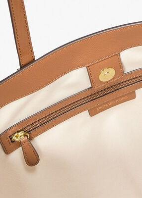 michael kors taryn large signature logo and leather tote bag