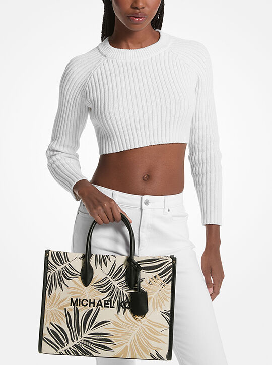 Mirella Medium Palm Jacquard Tote Bag michael kors mirella medium palm jacquard tote bag
