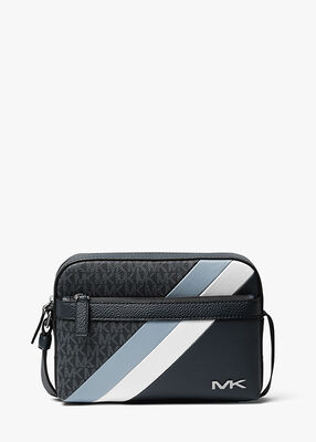 Cooper Logo Stripe and Faux Leather Crossbody Bag