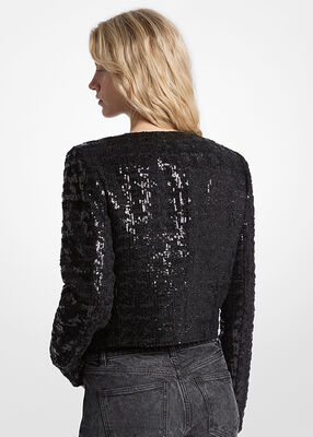 michael kors sequined tweed cropped jacket