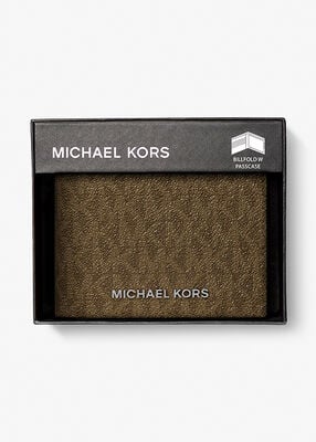 michael kors harrison logo billfold wallet with passcase