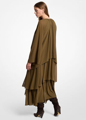 michael kors ruffled georgette high low maxi dress