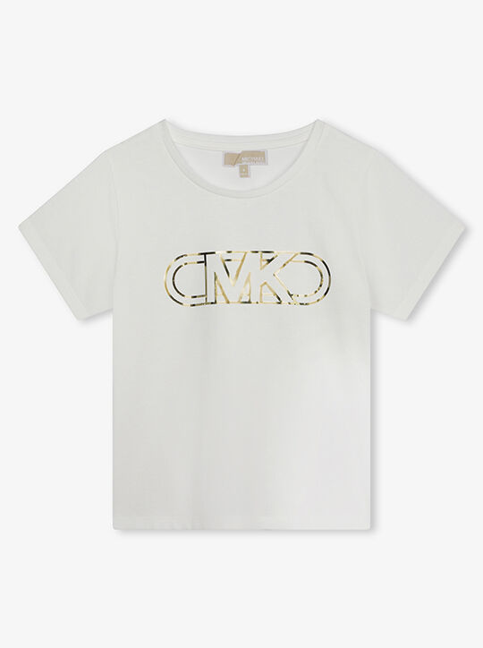 Empire Logo Cotton T-Shirt For Kids michael kors empire logo cotton t shirt for kids