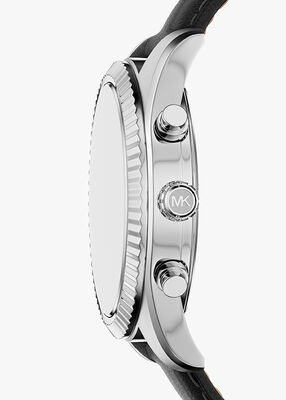 michael kors ساعة مايكل كورس ليكسينغتون كرونوغراف من الجلد الأسود
