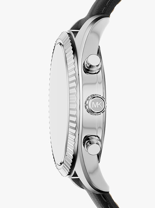 michael kors ساعة مايكل كورس ليكسينغتون كرونوغراف من الجلد الأسود