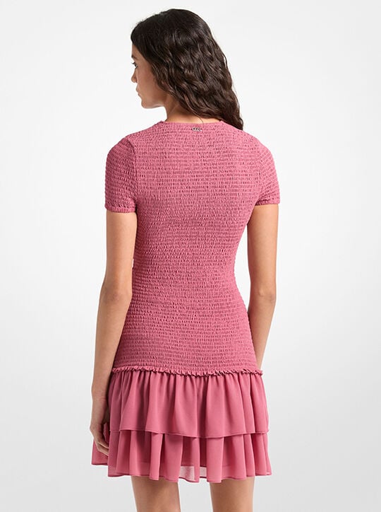 Smocked Georgette Ruffle Mini Dress michael kors smocked georgette ruffle mini dress
