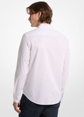 michael kors logo pinstripe stretch cotton shirt