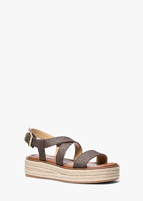 michael kors lynn signature logo platform espadrille sandal