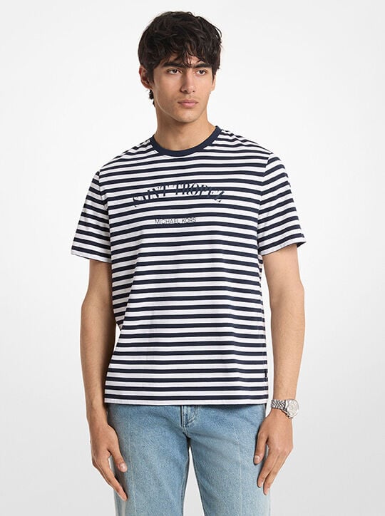 Provence Striped Cotton Jersey T-Shirt michael kors provence striped cotton jersey t shirt