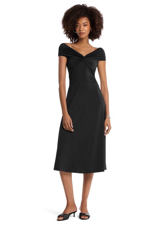 Ribbed Off-the-Shoulder Midi Dress michael kors ribbed off the shoulder midi dress
