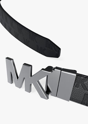 michael kors حزام جلدي قابل للعكس وإبزيم
