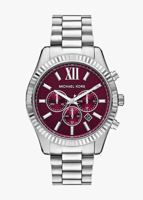 michael kors oversized lexington silver tone watch