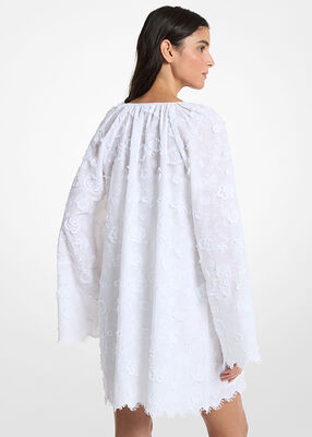 michael kors فستان من قماش الفوال القطني المطرز بالزهور