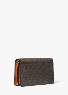 michael kors jet set medium signature logo front flap crossbody bag