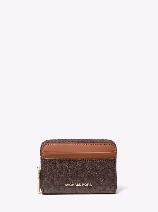 michael kors jet set small signature logo zip around card case