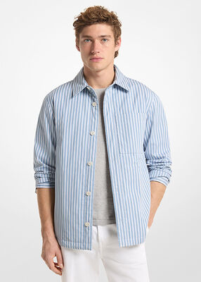 michael kors striped cotton poplin shirt jacket