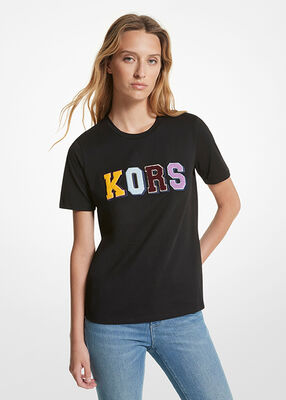 Textured KORS Organic Cotton Varsity T-Shirt