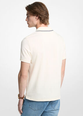 michael kors textured stretch cotton zip up polo shirt