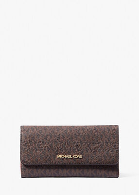 michael kors jet set large logo trifold wallet