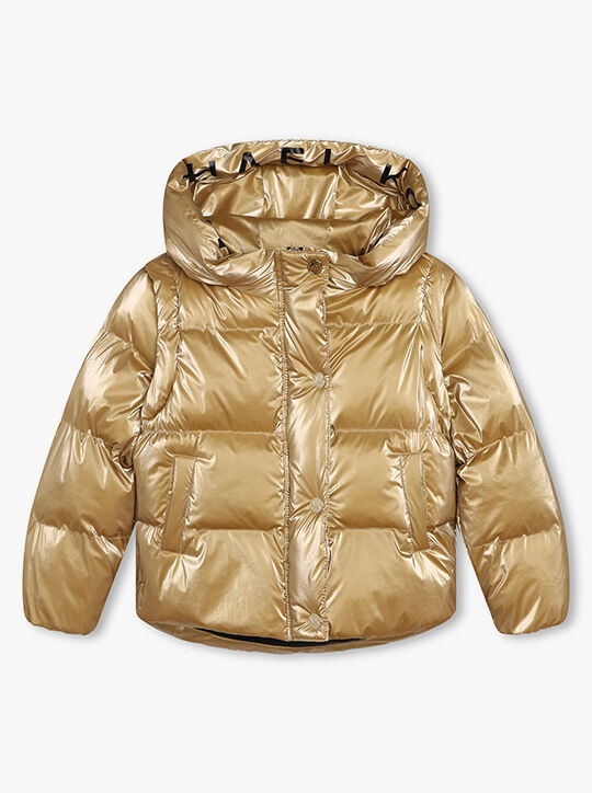 michael kors metallic quilted convertible puffer jacket