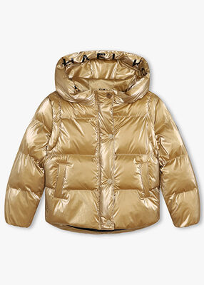 Metallic Quilted Convertible Puffer Jacket