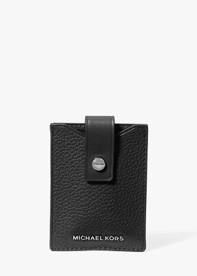 michael kors hudson pebbled leather snap card case