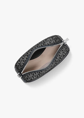 michael kors jet set small signature logo camera crossbody bag