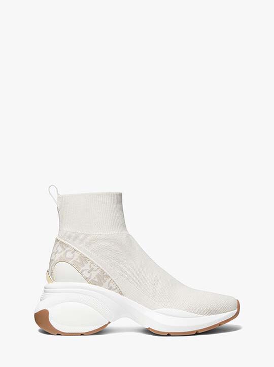 michael kors zuma stretch knit and empire signature logo sock sneaker