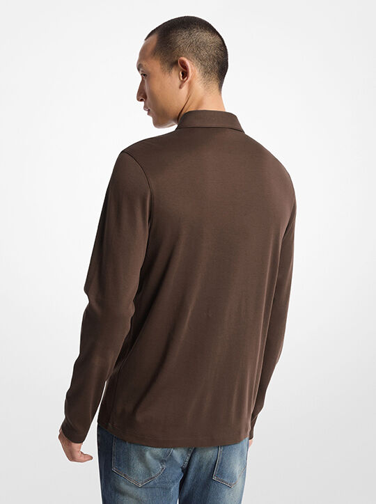 michael kors cotton long sleeve polo shirt