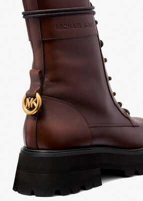 michael kors caleb burnished leather combat boot