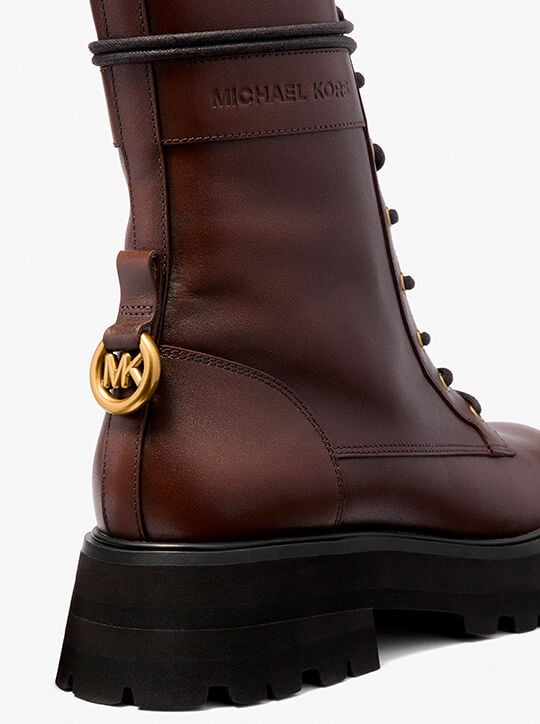 Caleb Burnished Leather Combat Boot michael kors caleb burnished leather combat boot