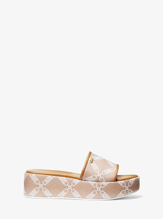 Ember Empire Logo Jacquard Platform Sandal michael kors ember empire logo jacquard platform sandal