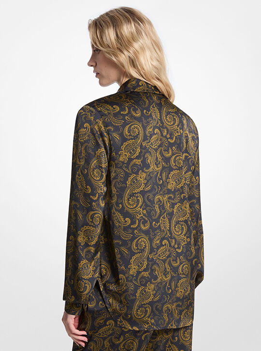 michael kors paisley print satin pajama shirt