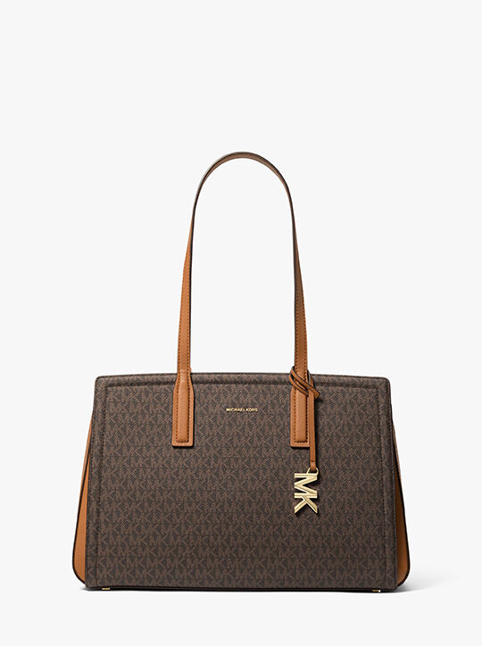 michael kors laila medium signature logo tote bag