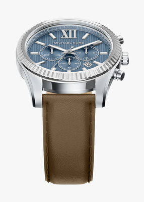 michael kors ساعة مايكل كورس ليكسينغتون كرونوغراف بسوار جلدي بني